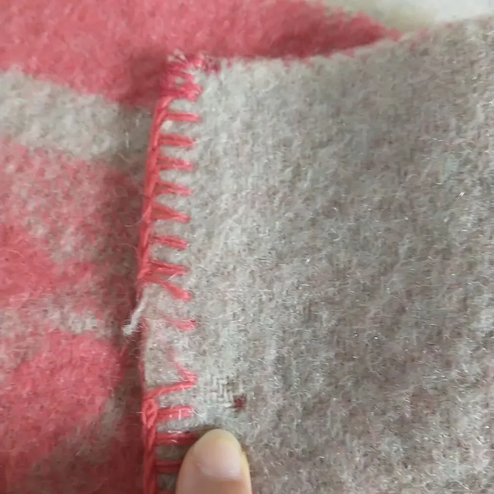 Vtg ORR HEALTH All Wool Blanket Holland Tulip Pink Reversible USA 69x79 *READ